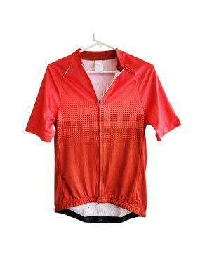 Cycling Jersey Red Mens Gradient Short Sleeve Lightweight Size M
